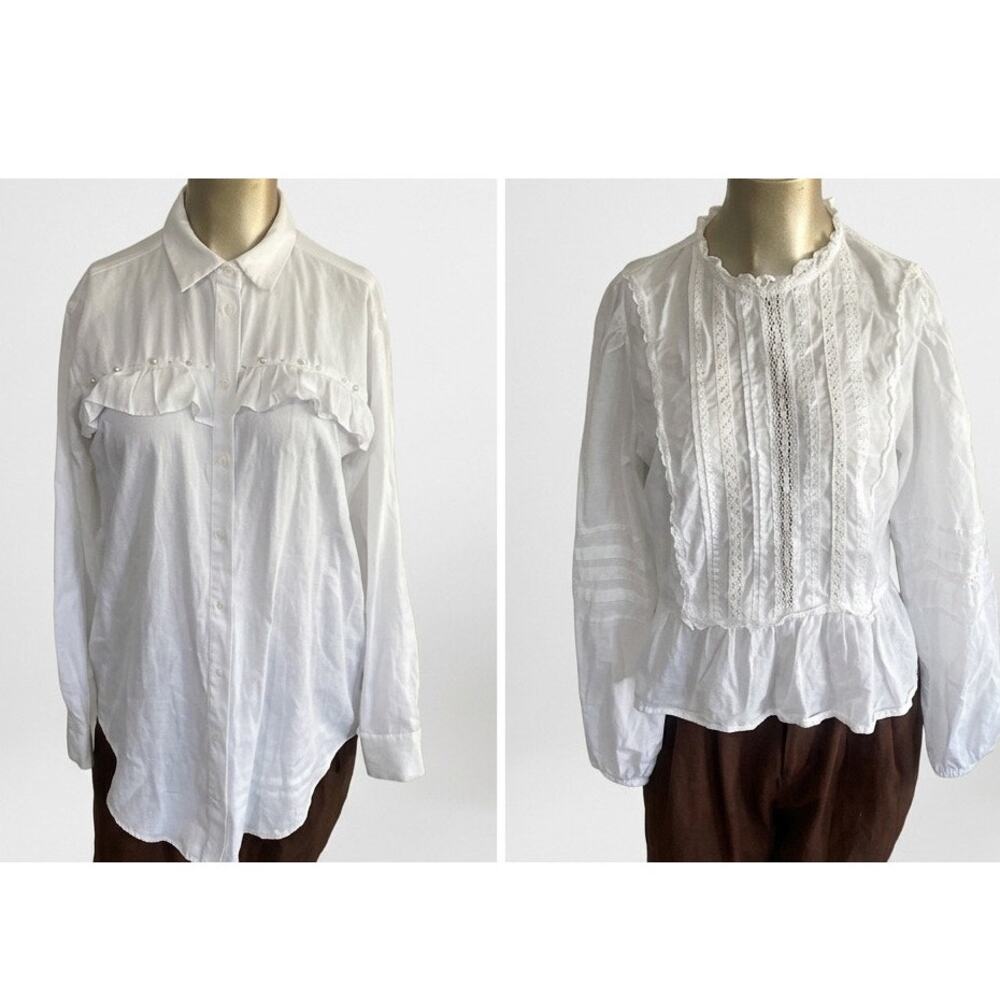 Zara Bundle Of Women Sized Medium White Top Blouse Boho Western